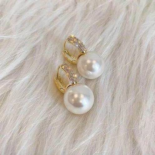 Elegant White Pearl Drop Dangle Hoop Earrings for Women