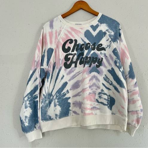 Grayson Threads 🦋  Choose Happy Tie Dye Crew Neck Sweatshirt XL