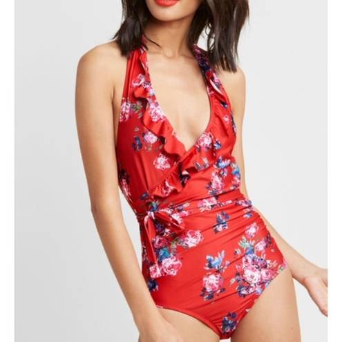 Modcloth  The Reese One-Piece Swimsuit Red Floral Size Small