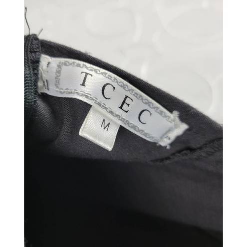 TCEC  Women Dress Size M Black Eyelash Scallop Lace Sleeveless Open Back Cocktail
