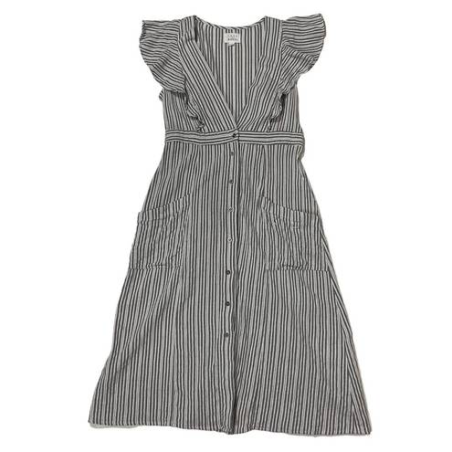 Lost + Wander  Kika Striped Button-Up Midi Dress - Grey - XL