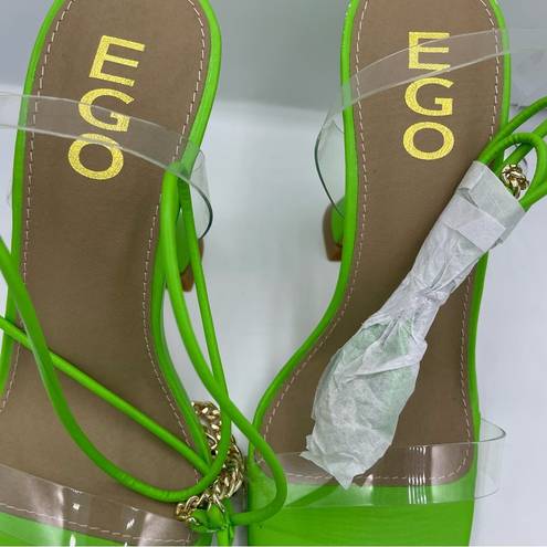 EGO heel sandals with ankle tie transparent upper Size 6.5