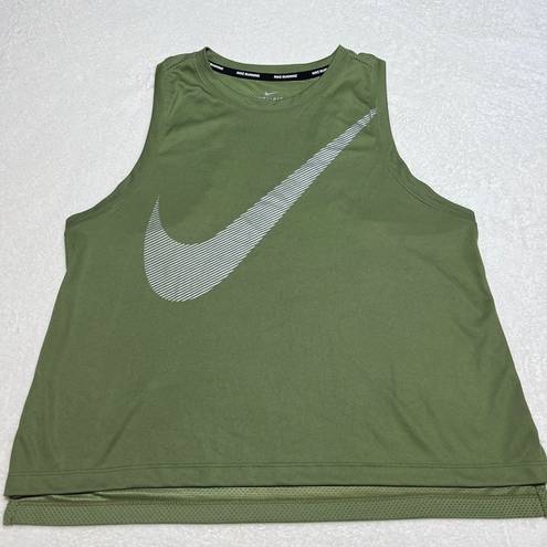 Nike Running Dri-Fit Green Swoosh Emblem Athletic Tank Top