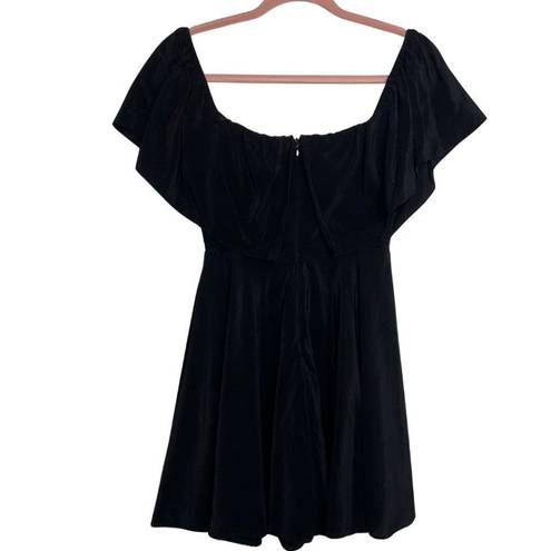 Amanda Uprichard Delilah Black Silk Off Shoulder Mini Dress