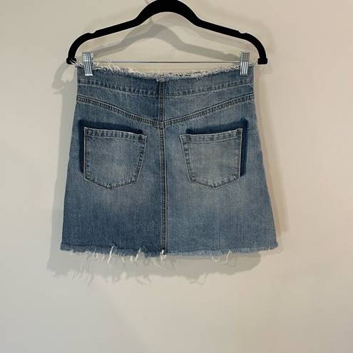 Chelsea and Violet  Two-Tone Distressed Denim Skirt