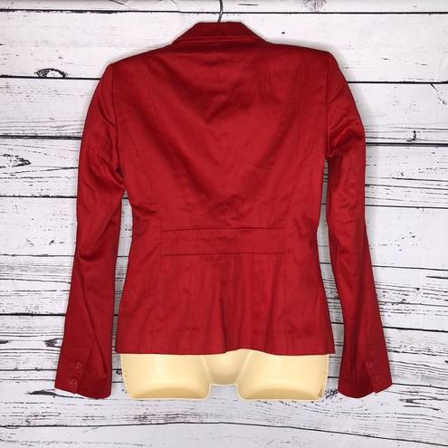 Dalia Collection  NWT Size 2 Red Button Front Fully Lined Cotton Blend Blazer