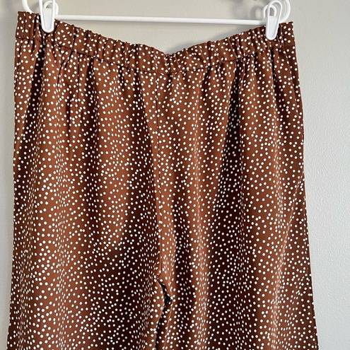 J.Jill  Women’s Brown White Polka Dot Wide Leg Cropped Pants Large Petite