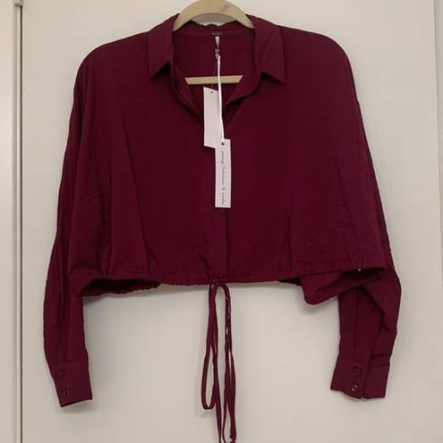 Young Fabulous and Broke YFB  x Julep Crop Top in Burgundy (Jam)‎