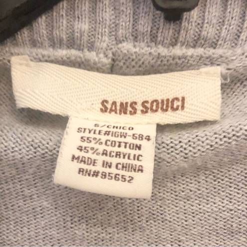 Sans Souci  Open Front Ribbed Pocket Cardigan Grey Small