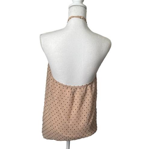 L'Academie L’academie Amber Swiss Dot Nude Halter Sleeveless Top Womens Size XS