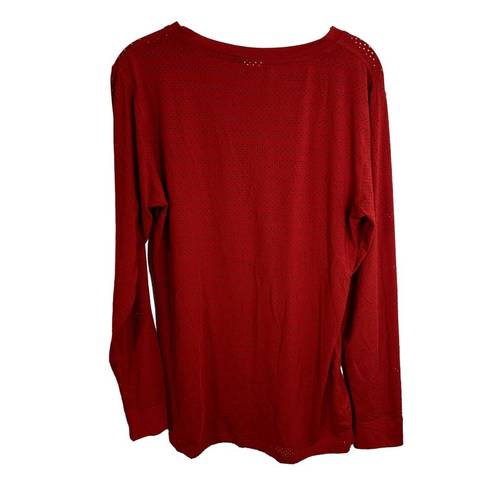 Zyia  Active Long Sleeve Mesh Tee Womens Size XL Bright Red Workout Running