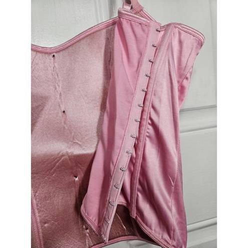 Victoria's Secret Sexy Little Things Size Large Pink Satin Corset Bustier Lace