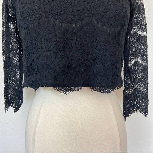 Ryu Black Beaded Lace Half Sleeve Crop Top