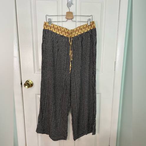 Suzanne Betro Simple by  Wide Leg Black & White Trim Drawstring Harem Pants 2X