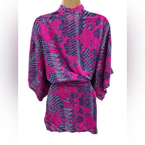 Natori  JOSIE WRAP ROBE KIMONO CHALLIS HAPPI COAT PURPLE