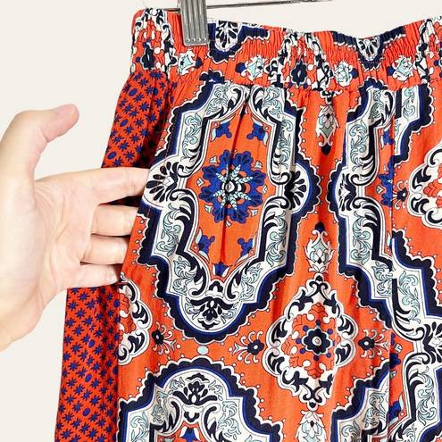 Liliana Anthropologie Lilka Orange Printed Cotton Boho Palazzo Pants Size S