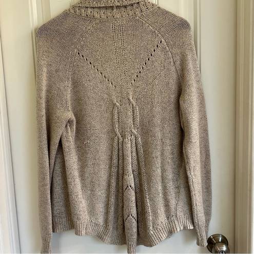 Dress Barn  light tan knit open front cardigan sweater women, M