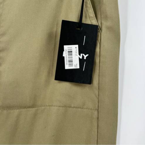 DKNY NEW  Button Front Wide Leg Crop Pant Capri Green Size 10