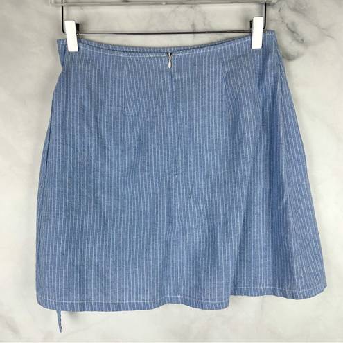 Motel Rocks  2 Piece Knot Crop Top + High Rise Wrap Mini Skirt Boho Retro Blue S