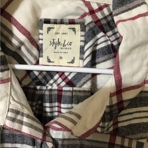 Style & Co Women’s long sleeve plaid shirt. . Size 3X.