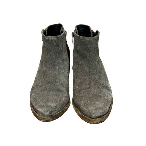 ALLSAINTS  Yuree Mid Double Zip Distressed Suede Boot Bootie in Dark Gray sz:38/8