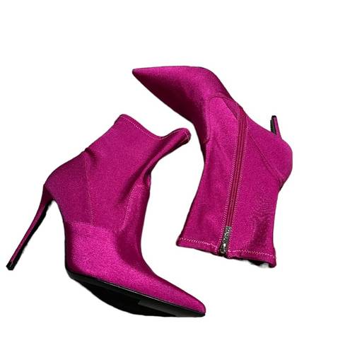 Guess NEW   Frita Ankle Boot Satin Fabric Fuchsia / Pink