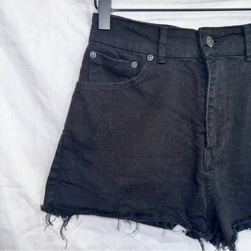 Mango  MNG Black Wash High Waisted Cut Off Denim Shorts size US 2