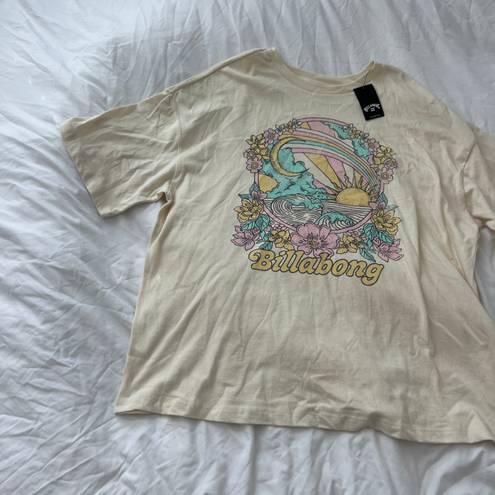 Billabong graphic tee  Size medium  Condition: NWT Color: pale yellow  Details : - Visibility tee - Oversized  - Comfy