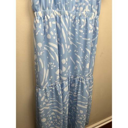 a.n.a NWT  Cate Blue Animal Print Jill Maxi Dress - size Large