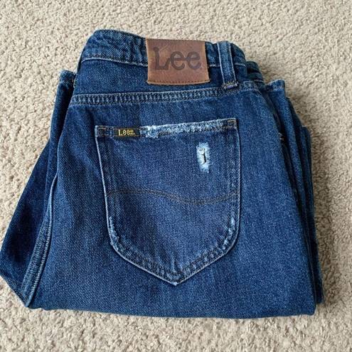 Lee VTG  Distressed Dark Wash Hippie Flare Mom Jeans Size 30/8