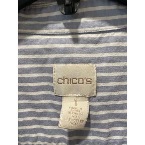Chico's 🚨 SALE ‼️  size 1 blue striped light weight button down
