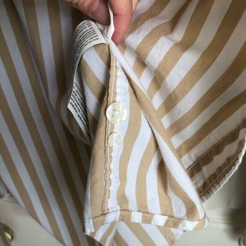 Abercrombie & Fitch Abercrombie Striped Button Down Shirt Tan and White