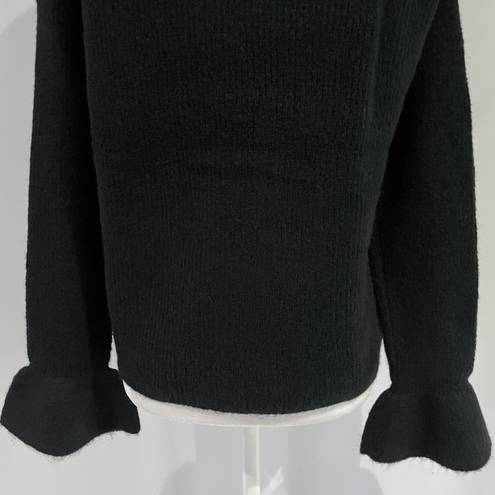 VERO MODA New  Ruffle Cuff Sweater Long Sleeve V-Neck Pullover Black