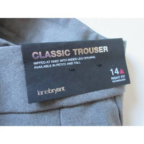 Lane Bryant NWT  Classic Trouser in Gray Right Fit Red Triangle Pants 14 x 31 ½