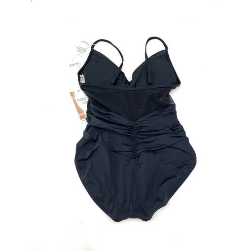 Coco reef  Contours Women's Sterling Bra One Piece Swimsuit Black 14 38C 38D NWT