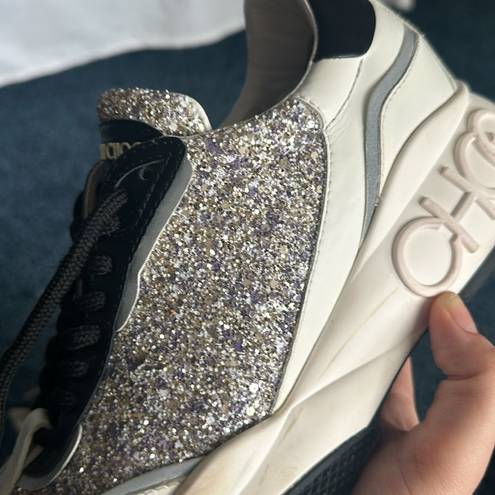 Jimmy Choo  Glitter Raine Sneakers 40 White