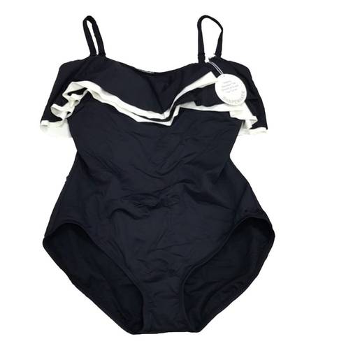 Coco reef  Contours Black & White Tummy-Control One Piece Swimsuit Size 10 34D