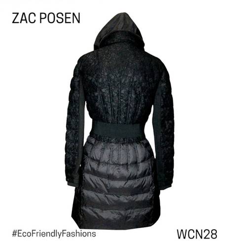 Zac Posen  Juniper Lace Women's Black Long Sleeve Full Zip Puffer Coat Medium