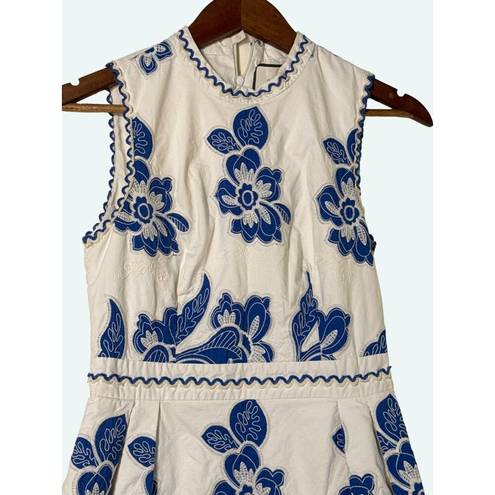 Alexis  Farah Blue White Fit & Flare Dress Medium