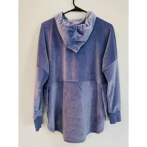 Donna Karan  Purple Velour Sweatshirt Soft S Oversized Hooded Cozy B5