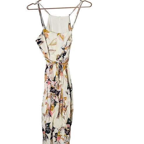 Wish  Wild Flower Mid Tie Waist Adjustable Straps Midi Vacay Dress Size Small