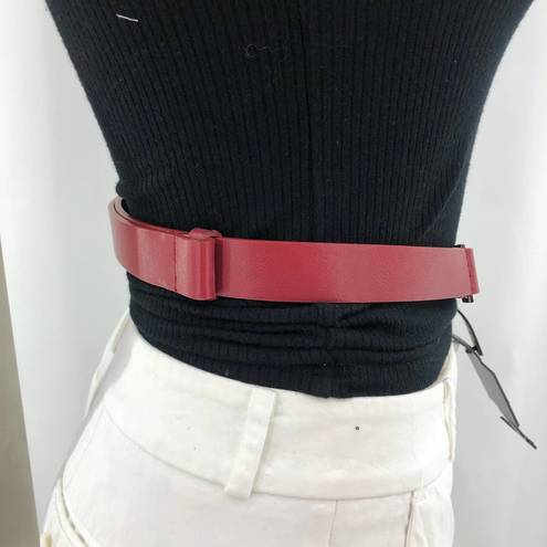 Ellen Tracy  (M/L) Adjustable Red Vegan Leather Diamond Crystal Studded Belt NWT