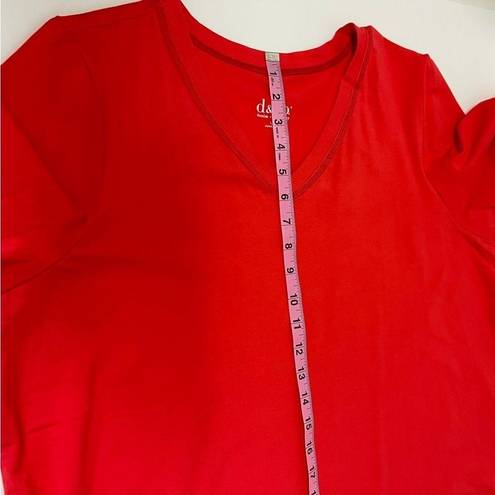 Krass&co D& Shirt Womens XL Red Short Sleeve Tshirt Stretch Vneck Cotton Blend