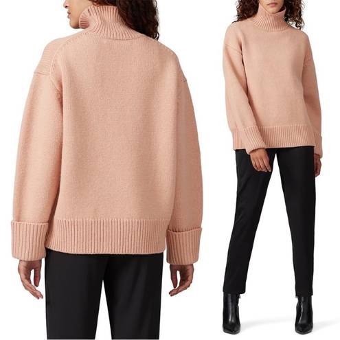 Victoria Beckham VICTORIA  Pale Pink Oversized Wool Funnel Neck Chunky Sweater L