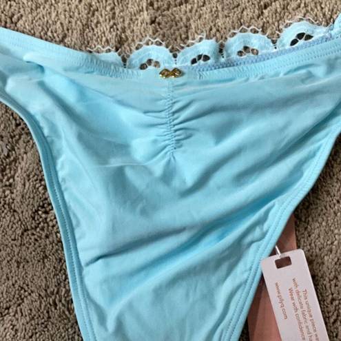 PilyQ New.  lace crystal blue fanned teeny bikini bottom. Large