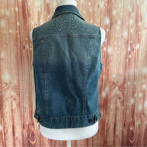 Style & Co Petite Jeweled Studded Denim Vest