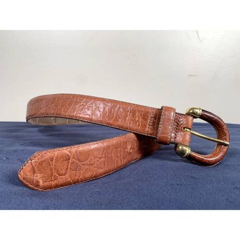 Talbots Vintage  Large Womens Belt Alligator Tan Brown Gold USA Made READ