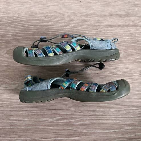 Keen shoes size 6 water sandals Whisper camping hiking blue grey rainbow