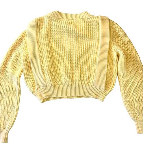 Industry  Yellow Puff Sleeve Sweater Size M NWT