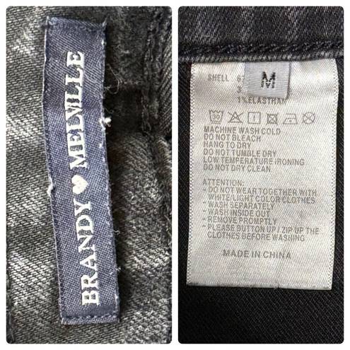 Brandy Melville  Uma Slim Fit Cross Strap Overalls Washed Denim Black Size M